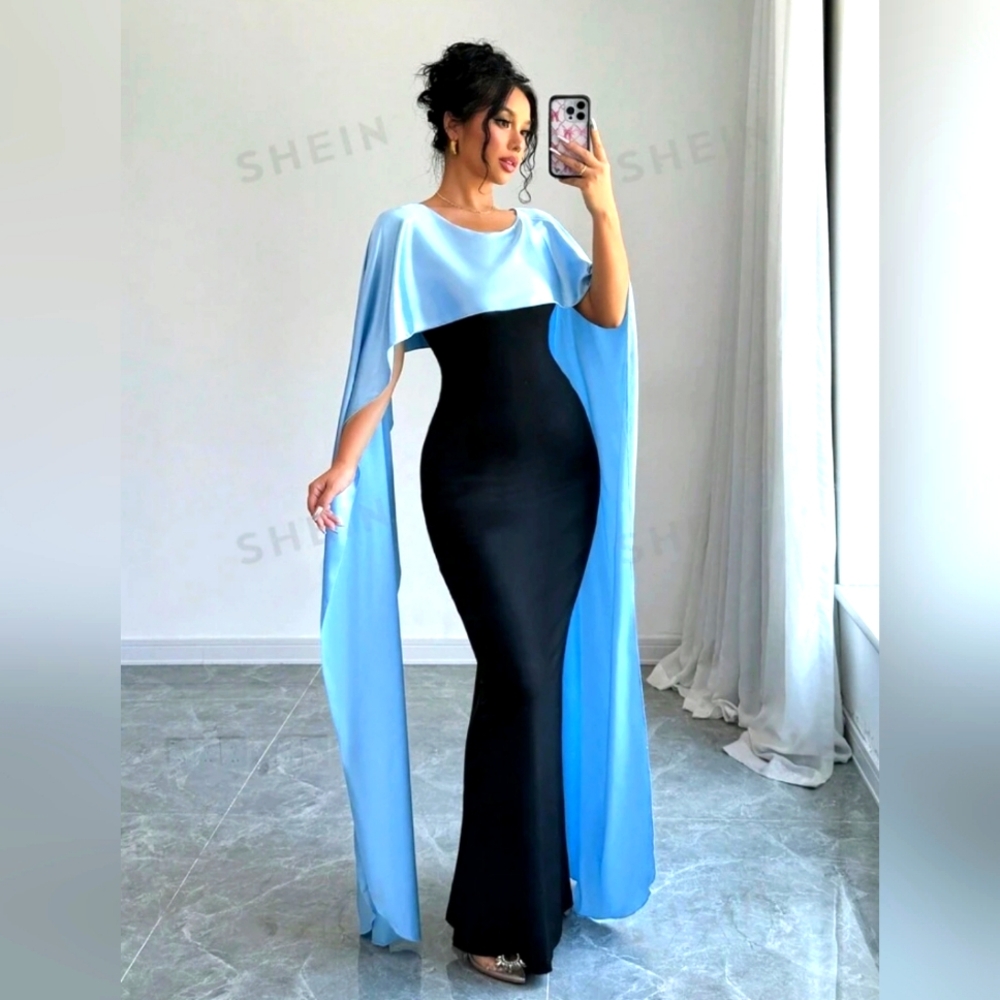 Elegant evening gown with shawl